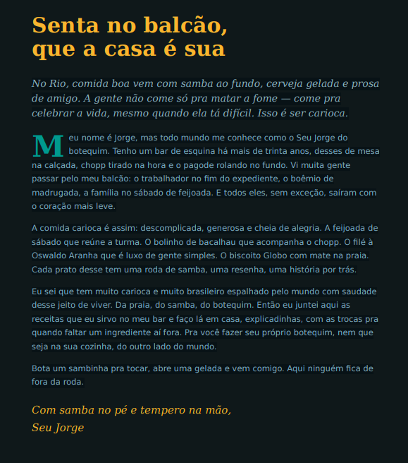 Página Interna Sabores do Rio